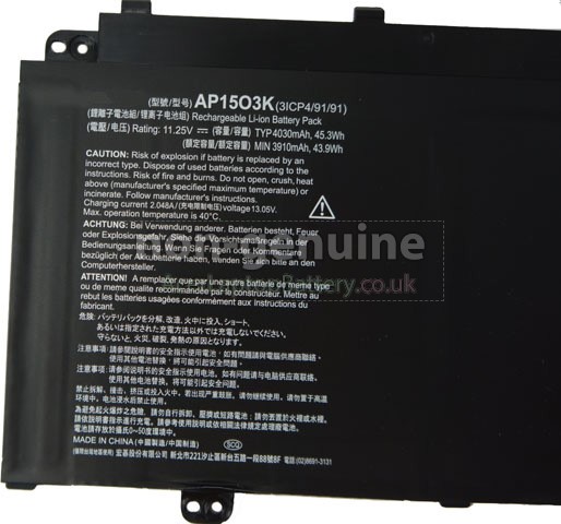Battery for Acer Chromebook R13 CB5-312T-K8Z9 laptop